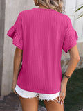 Mandy Ruffled Round Neck Short Sleeve Blouse 