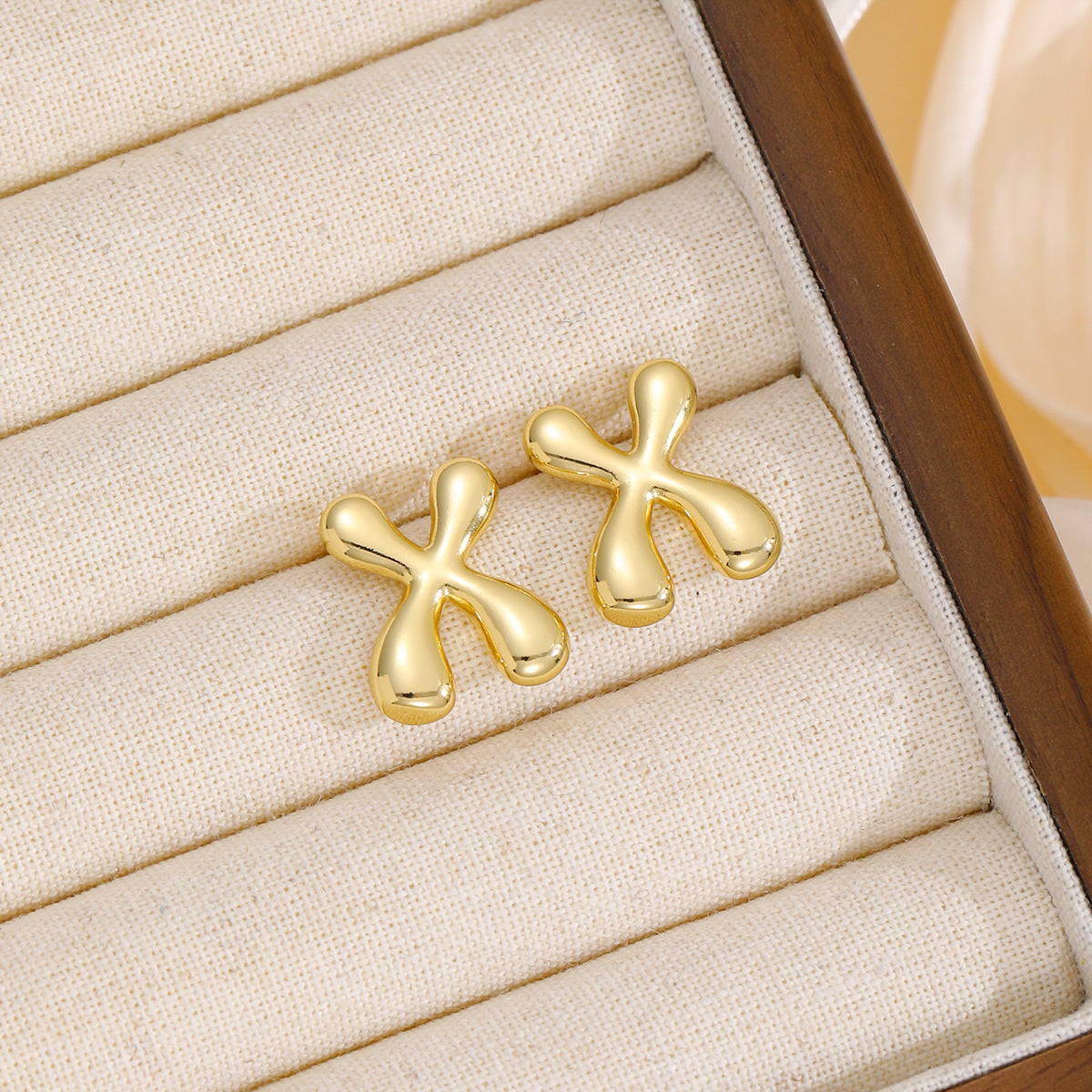 18K Gold-Plated Bubble Letter Stud Earrings 