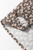 Khaki Geometric Print Notched Neck Puff Sleeve Blouse Tops/Blouses & Shirts