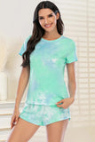 Tie-Dye Round Neck Short Sleeve Top and Shorts Lounge Set Lingerie & Nightwear