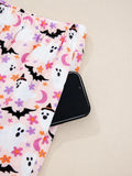 Halloween Ghost Print Button Up Top and Pants Lounge Set Lingerie & Nightwear