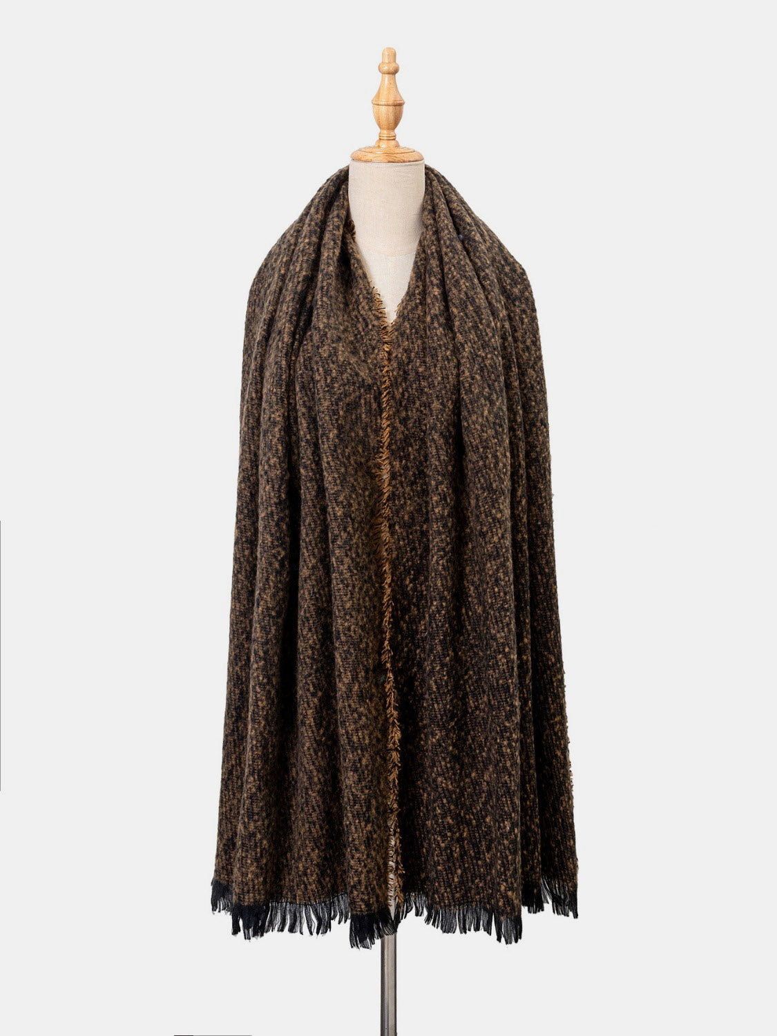 Raw Hem Heathered Polyester Scarf 