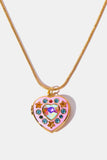 Rhinestone Decor Heart Box Pendant Necklace 