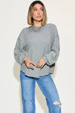 Basic Bae Full Size Ribbed Round Neck Long Sleeve T-Shirt Sweaters & Cardigans