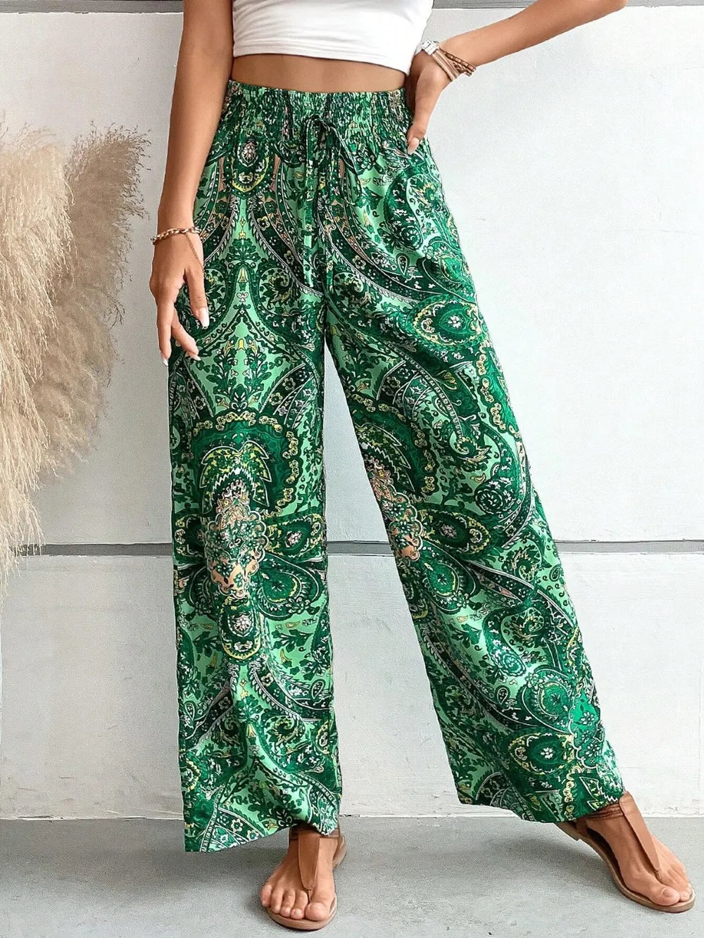 Printed Wide Leg Pants 
