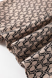 Khaki Geometric Print Notched Neck Puff Sleeve Blouse Tops/Blouses & Shirts