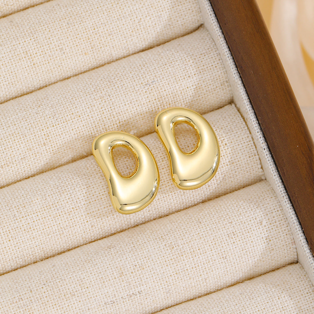 18K Gold-Plated Bubble Letter Stud Earrings 