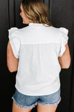 Plus Size Ruffled Notched Cap Sleeve Blouse 