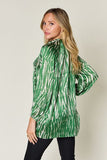 Double Take Full Size Printed Button Up Long Sleeve Shirt 