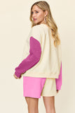 Double Take Full Size Contrast Drop Shoulder Top and Shorts Set 