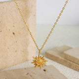 Titanium Steel Sun Shape Pendant Necklace 