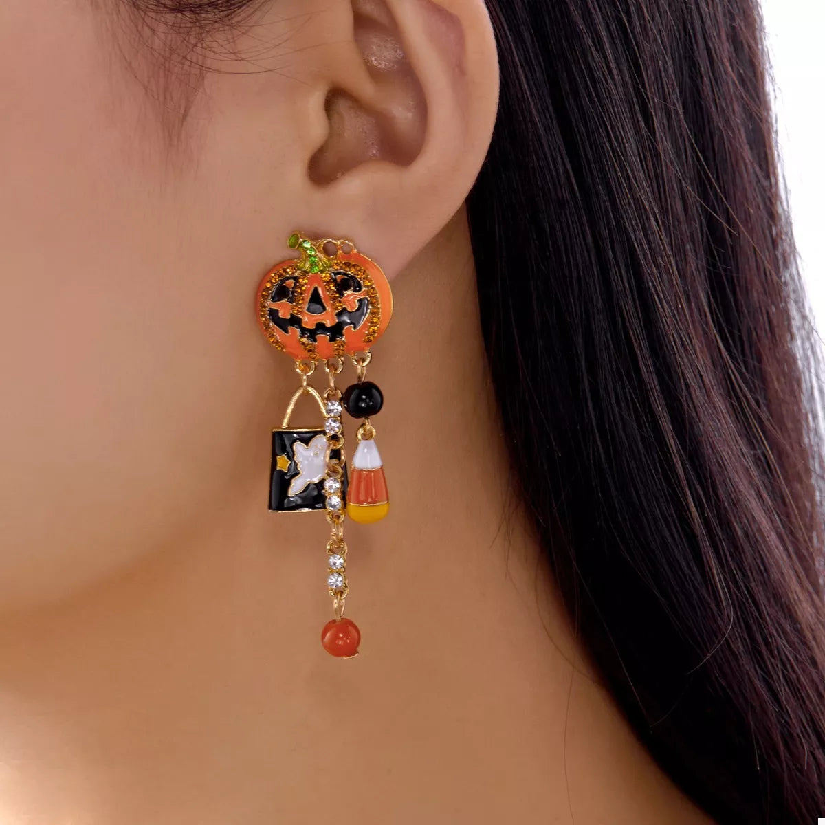 Halloween Pumpkin Drop Earrings 