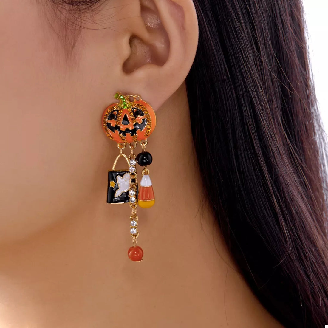Halloween Pumpkin Drop Earrings 