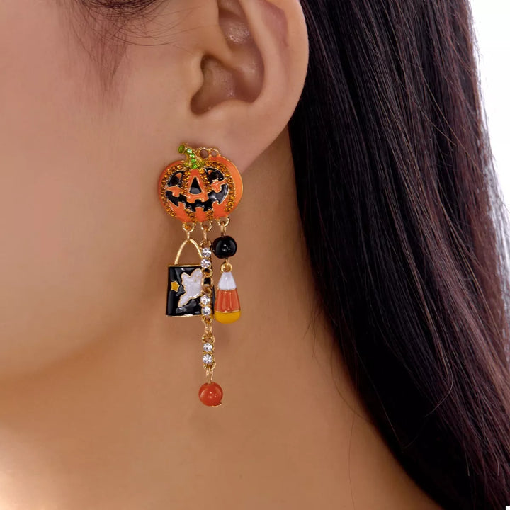 Halloween Pumpkin Drop Earrings 