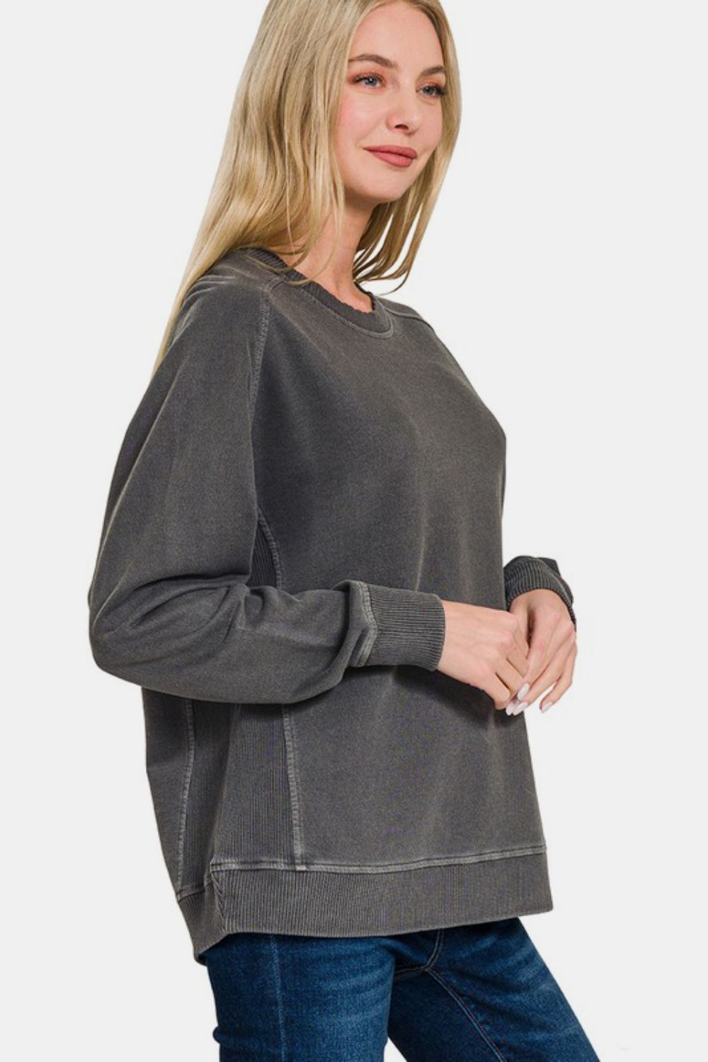 Zenana Full Size Pigment Dyed French Terry Sweatshirt 