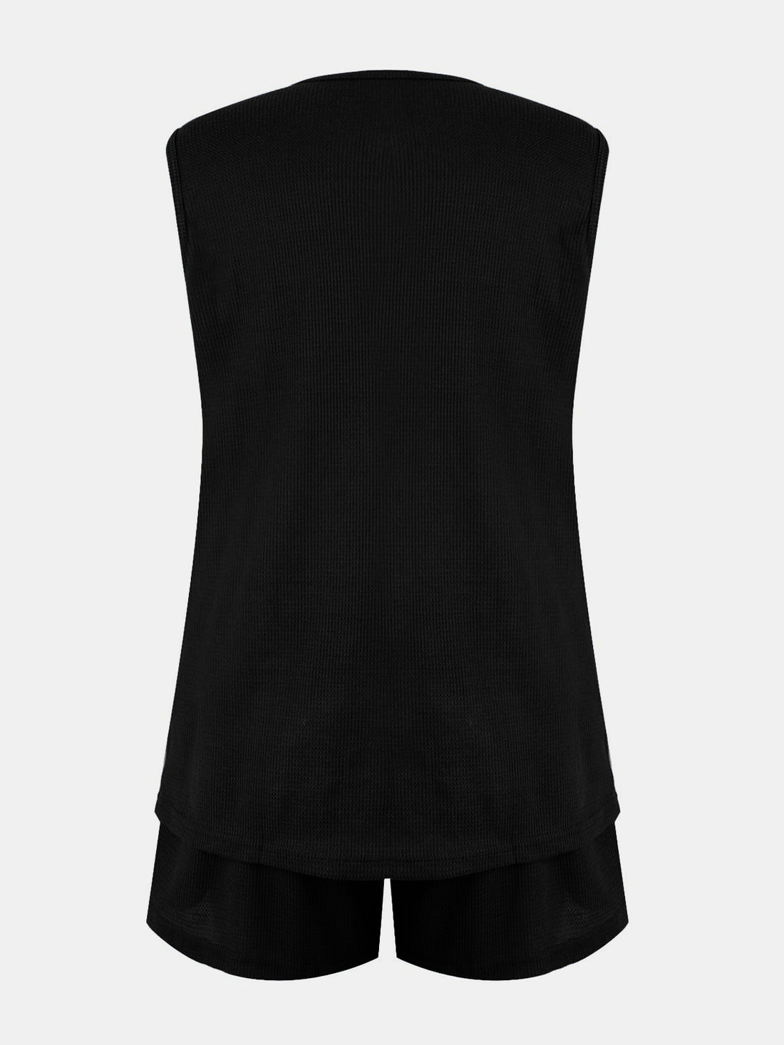 Full Size Waffle-Knit Notched Top and Shorts Set 