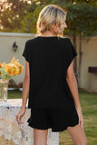 Round Neck Short Sleeve T-Shirt and Drawstring Shorts Lounge Set Lingerie & Nightwear