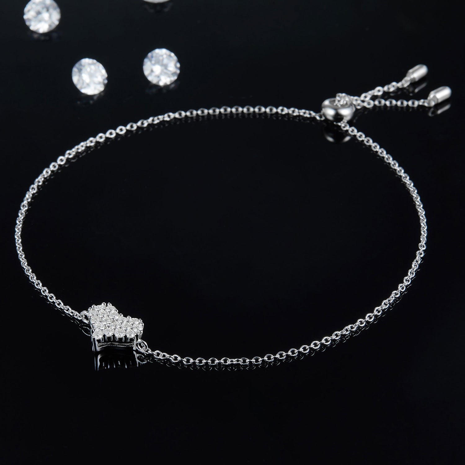 Moissanite 925 Sterling Silver Heart Bracelet 