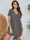 V-Neck Short Sleeve Lounge Dress 
