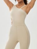 Cutout Asymmetrical Neck Active Jumpsuit 