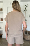 Double Take Full Size Texture Short Sleeve Top and Shorts Set 