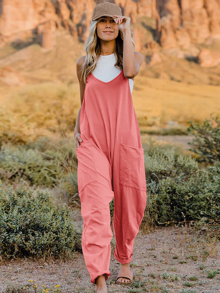 Double Take Full Size Sleeveless V-Neck Pocketed Jumpsuit 