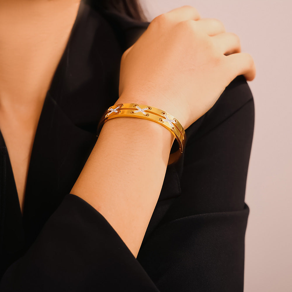 18K Gold-Plated Czech Diamond Bracelet 