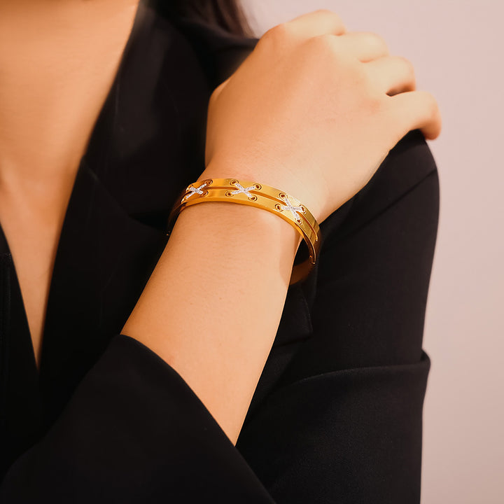 18K Gold-Plated Czech Diamond Bracelet 