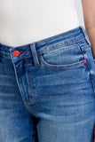 Judy Blue Full Size Plaid Print Cuff Straight Leg Jeans with Pockets 