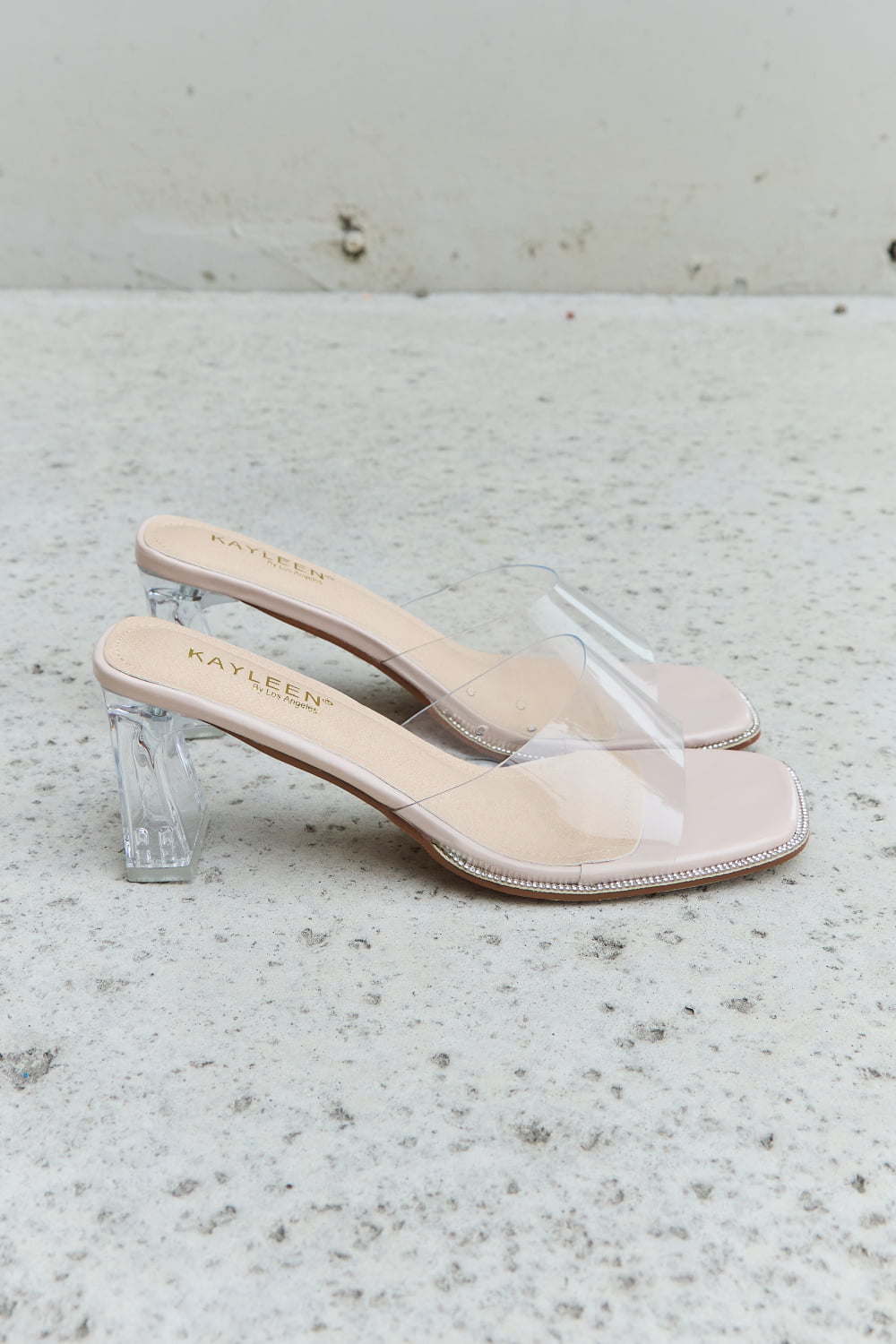 DDK Make Myself Clear Mule Block Heels 