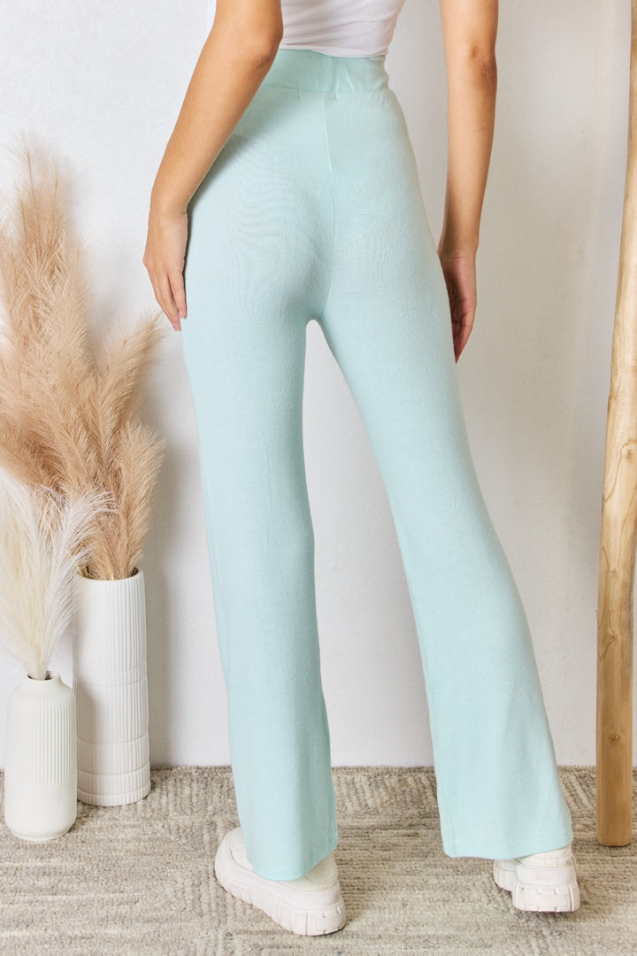 RISEN Full Size High Waist Ultra Soft Knit Flare Pants 