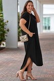 Plus Size V-Neck Short Sleeve Maxi Dress 