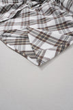 Full Size Plaid Collared Neck Balloon Sleeve Mini Shirt Dress 