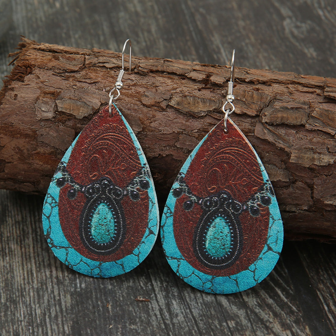 PU Leather Iron Hook Teardrop Earrings 