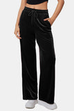 Drawstring Elastic Waist Straight Leg Pants 
