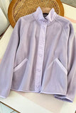 Double Take Snap Down Contrast Fleece Jacket with Pockets 