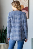 Heimish Full Size Houndstooth Tweed Open Front Blazer 