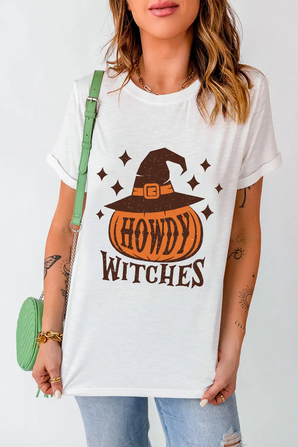 HOWDY WITCHES Round Neck Short Sleeve T-Shirt 