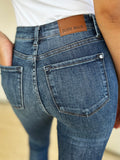 Judy Blue Full Size Mid Waist Distressed Slim Jeans 