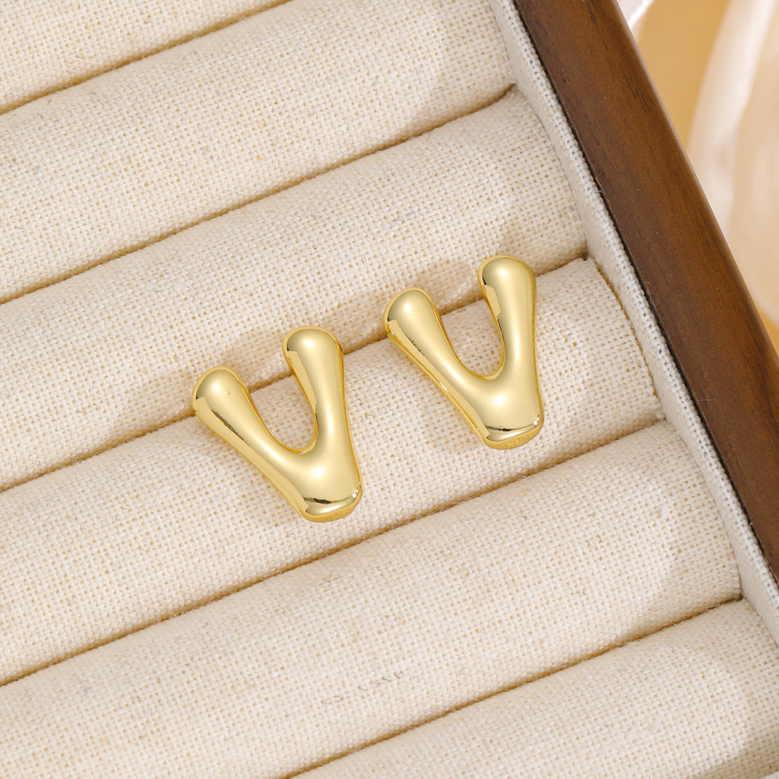 18K Gold-Plated Bubble Letter Stud Earrings 