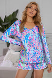 Round Neck Printed Top and Shorts Lounge Set Lingerie & Nightwear