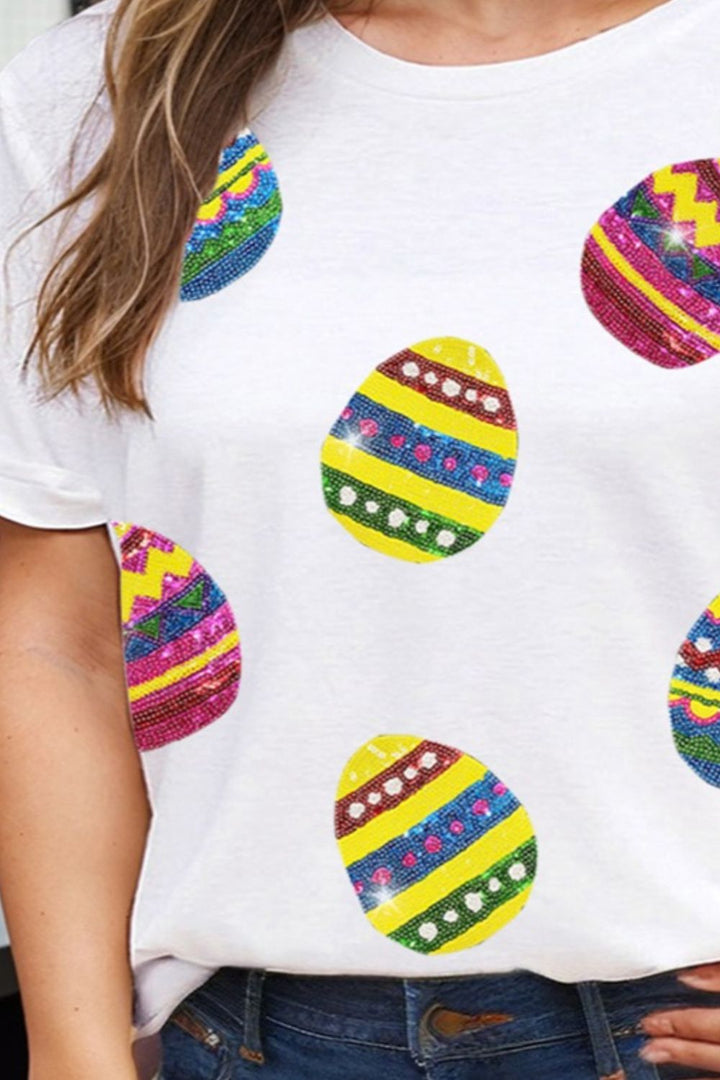 Plus Size Easter Round Neck Short Sleeve T-Shirt 