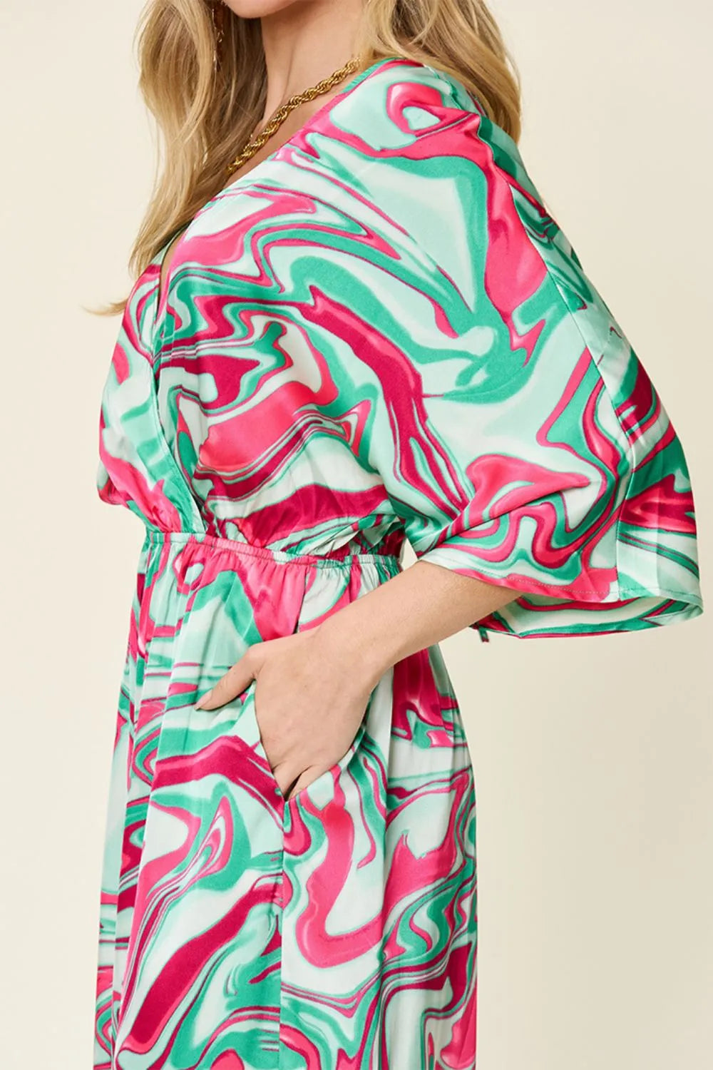 Double Take Full Size Half Sleeve Wide Leg Jumpsuit 