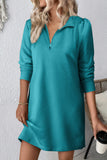 Double Take Textured Quarter Zip Long Sleeve Dress 