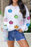 Pumpkin Round Neck Long Sleeve Sweatshirt 