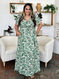 Double Take Full Size Printed Drawstring Short Sleeve Dress 